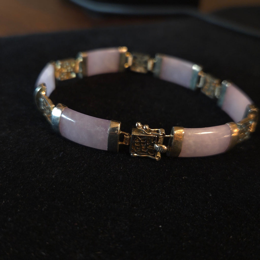 Vintage Gold over Sterling Silver Lavender Jade Bracelet