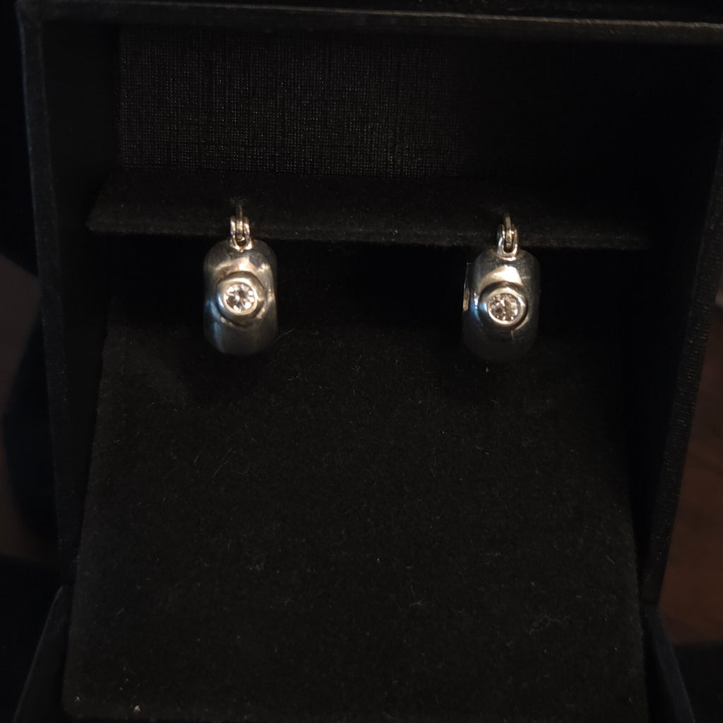 Vintage Sterling Silver CZ Hoops