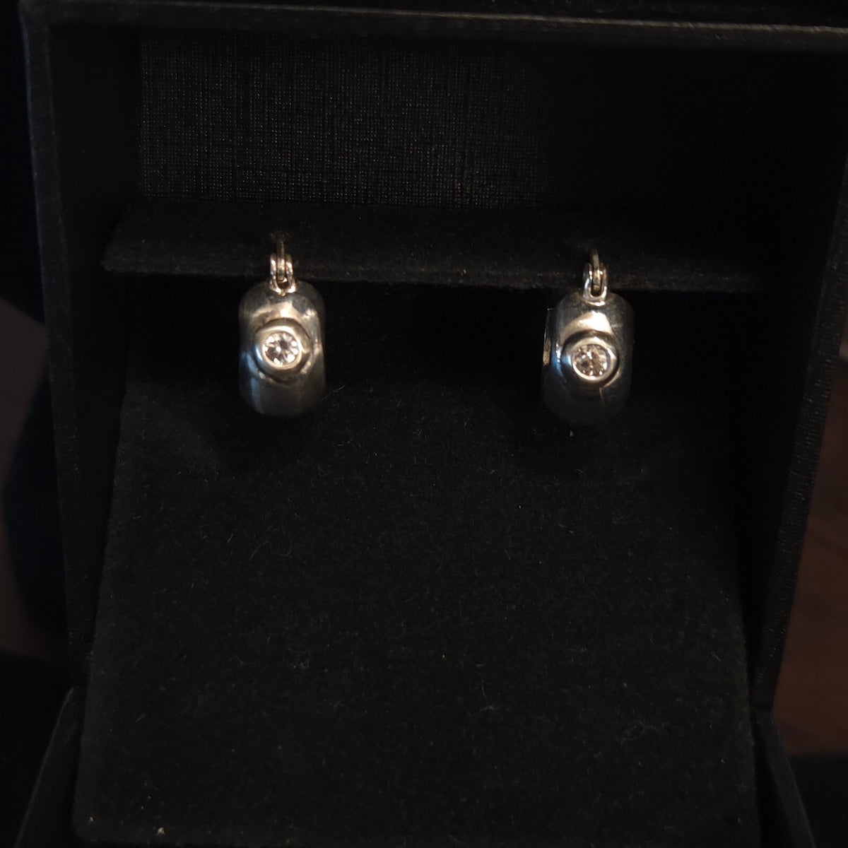 Vintage Sterling Silver CZ Hoops