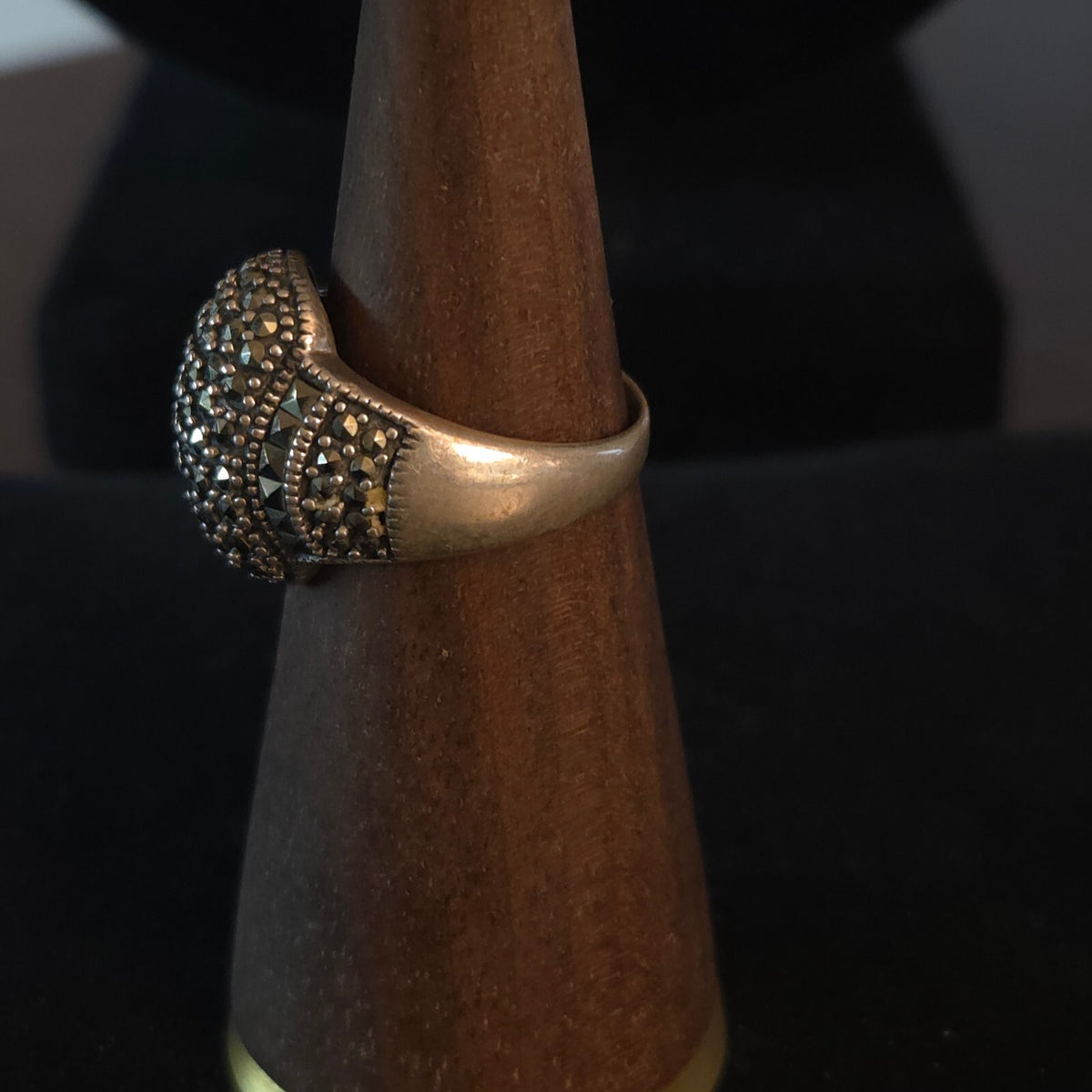 Vintage Size 8 Art Deco Style Ring Dome Marcasite Ring