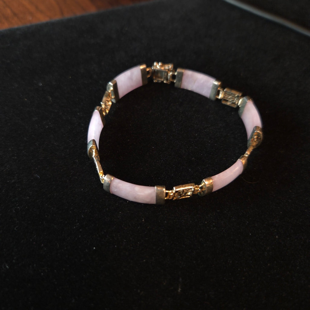 Vintage Gold over Sterling Silver Lavender Jade Bracelet