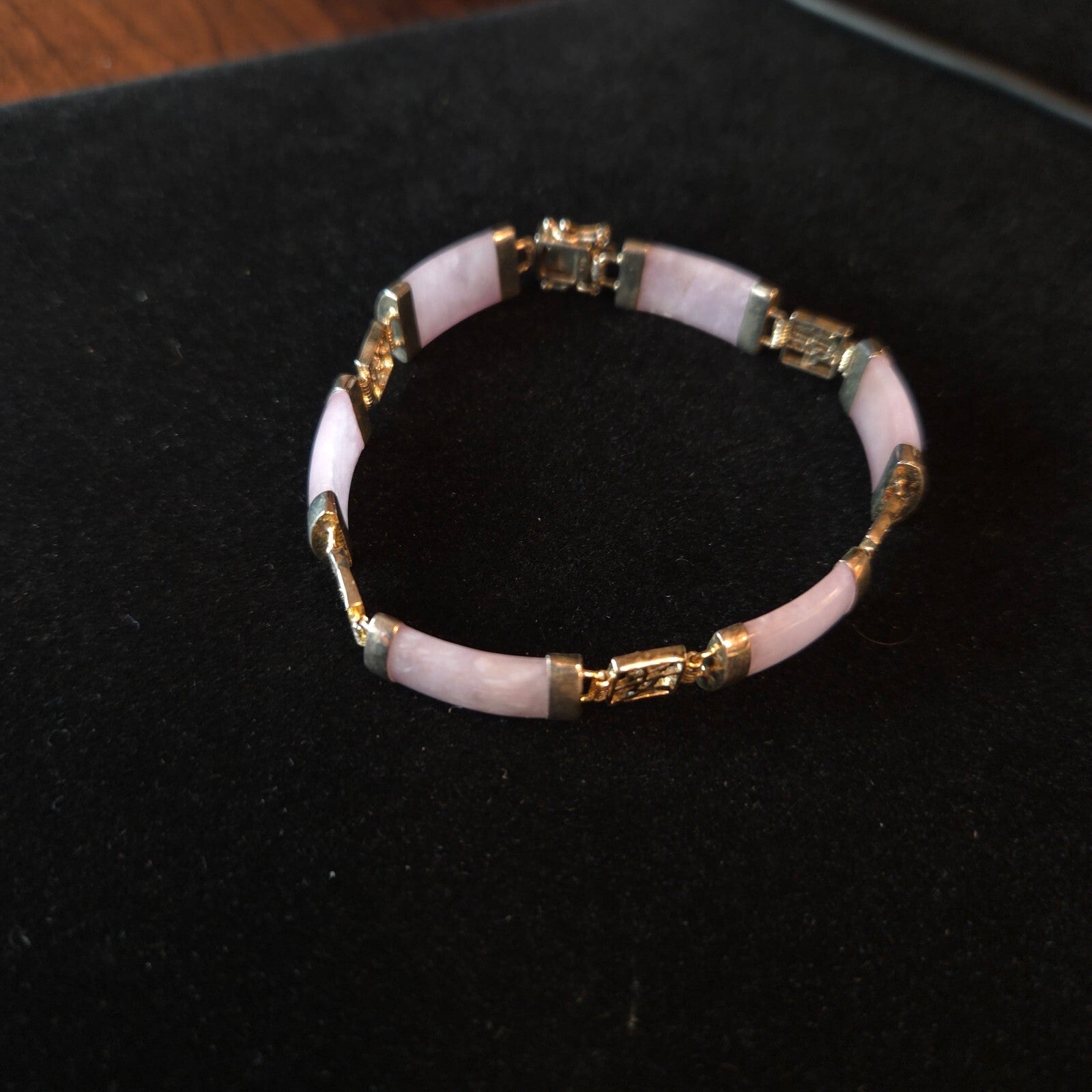 Vintage Gold over Sterling Silver Lavender Jade Bracelet