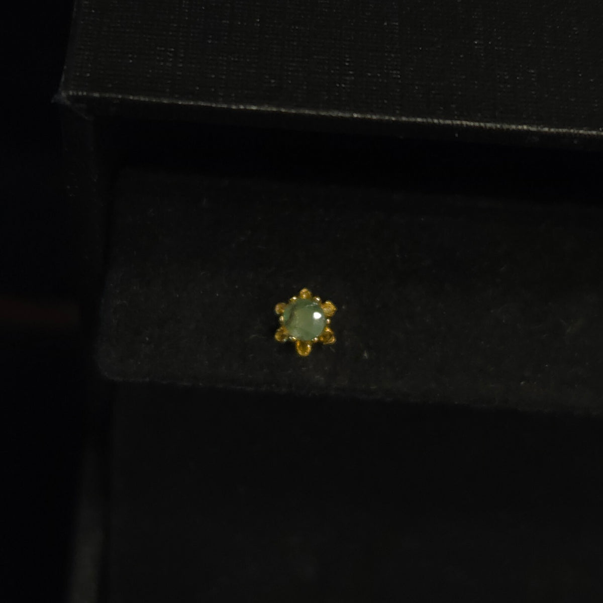 Gold-Tone Green Stone Stud Earrings