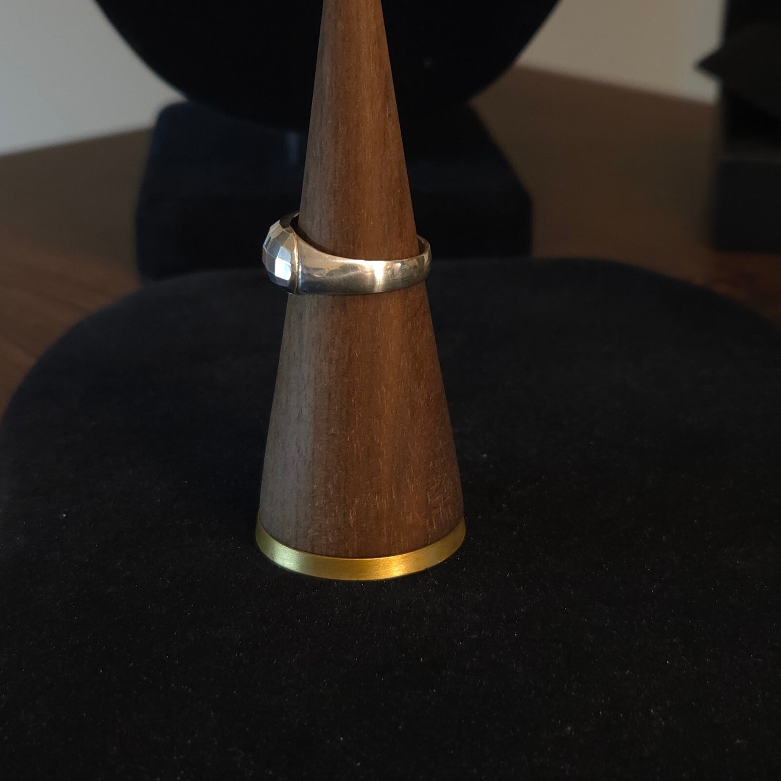 Vintage Size 8 Sterling Silver Diamond-Cut Disco Ring