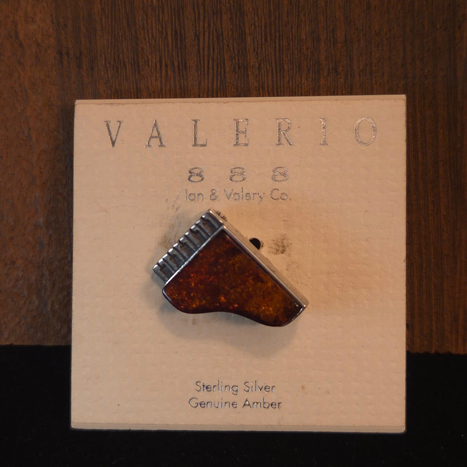 Valerio 888 Sterling Silver and Cognac Baltic Amber Grand Piano Pin