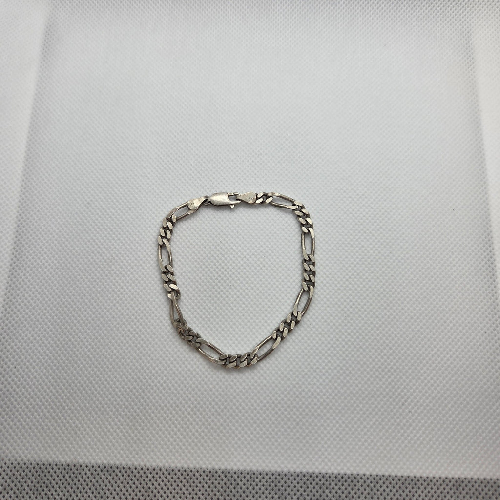 Vintage 7 3/4" Sterling Silver Figaro Link Chain Bracelet