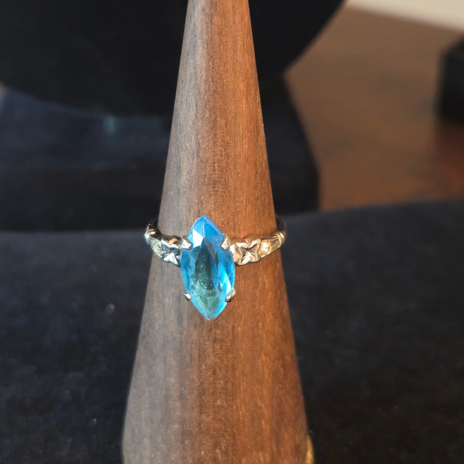 Silver Plated with large blue stone