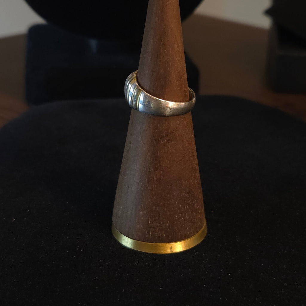 Vintage Size 7 Sterling Silver Two-Tone Ribbed Ring