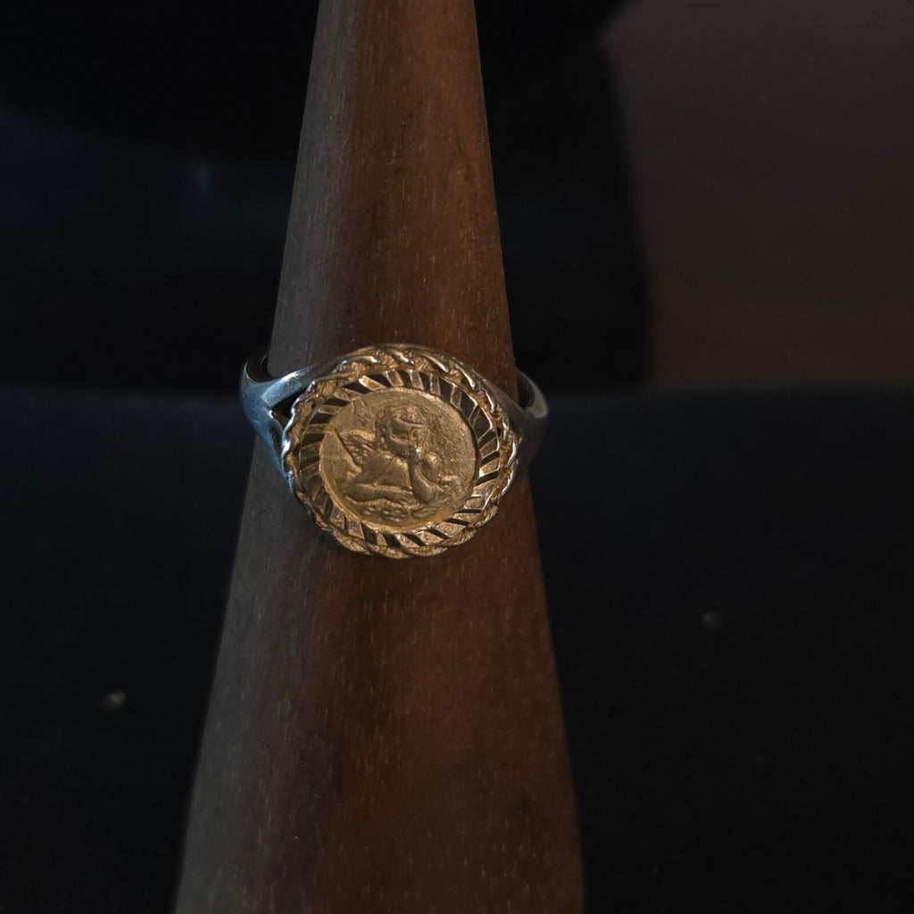 Vintage Size 7 Sterling Silver Cherub/Angel Signet Ring