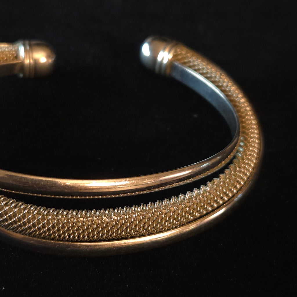 Sterling Silver 7" Mesh Twist Bangle Cuff Bracelet