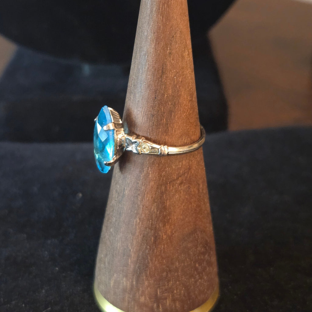 Silver Plated with large blue stone