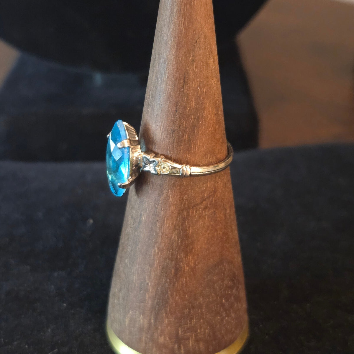 Silver Plated with large blue stone
