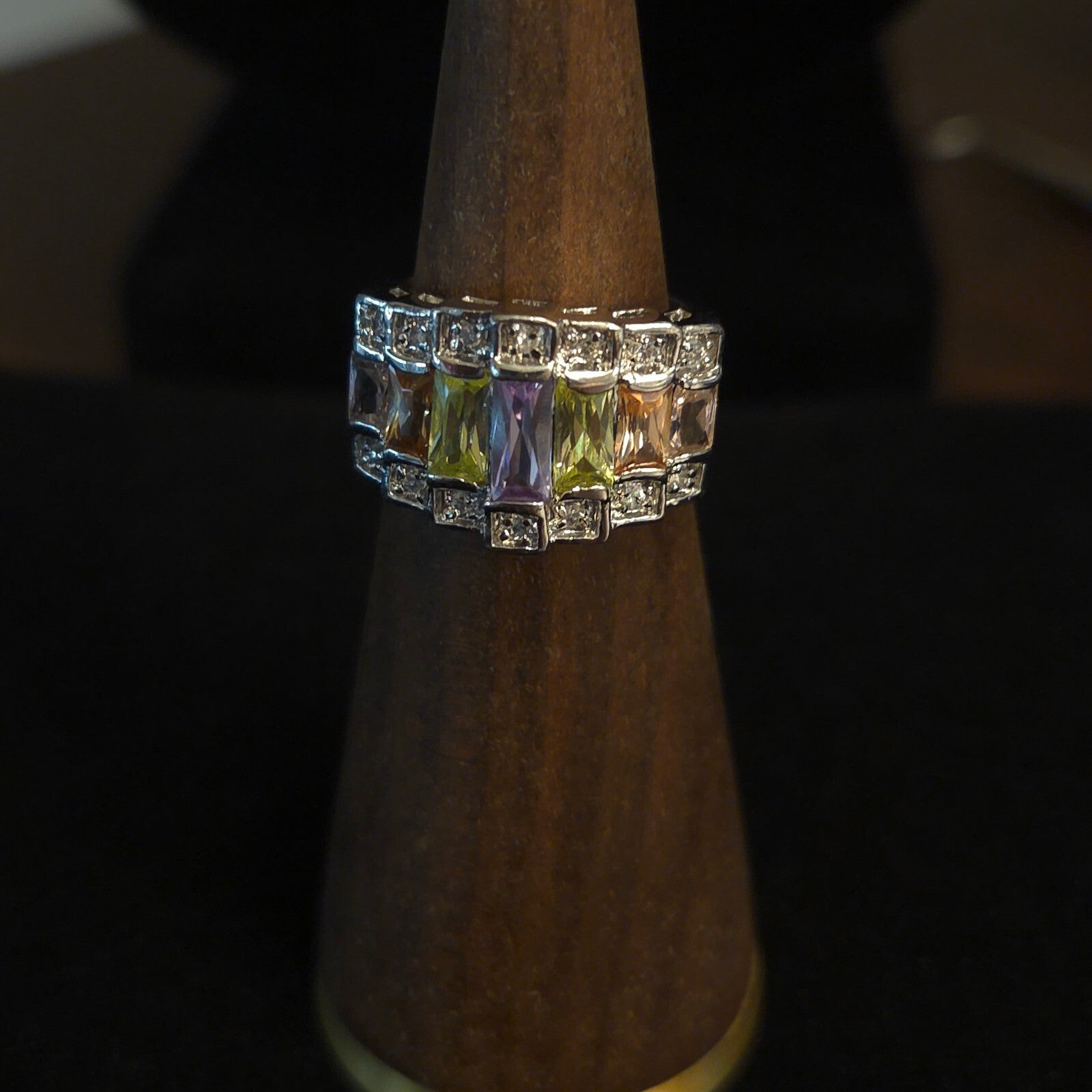 Vintage Size 6 18K GE Rainbow CZ Ring