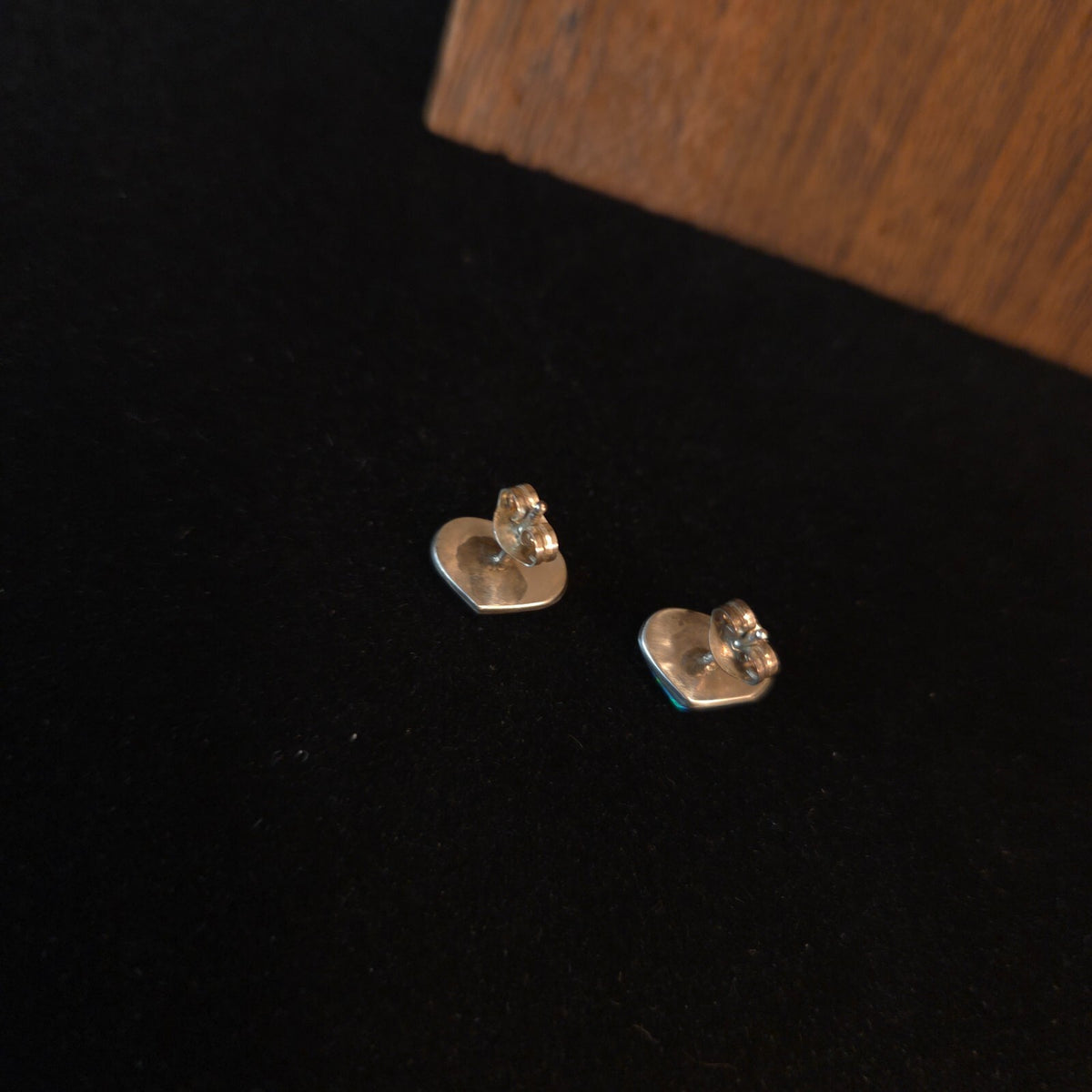 Sterling Silver Blue/Green Fire Opal Heart Post Earrings