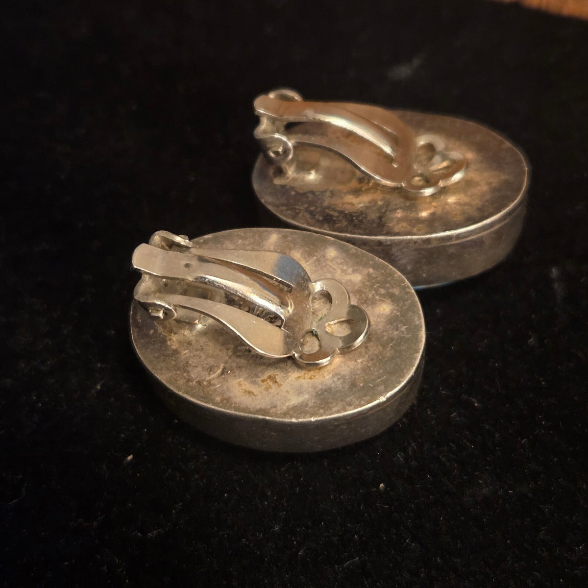 Vintage Sterling Silver Hubble Glass Clip-on Earrings