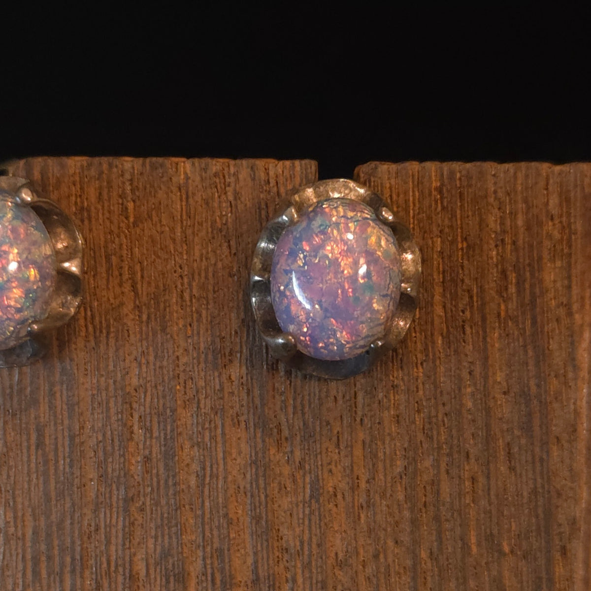 Sterling Silver Opal Stud Earrings