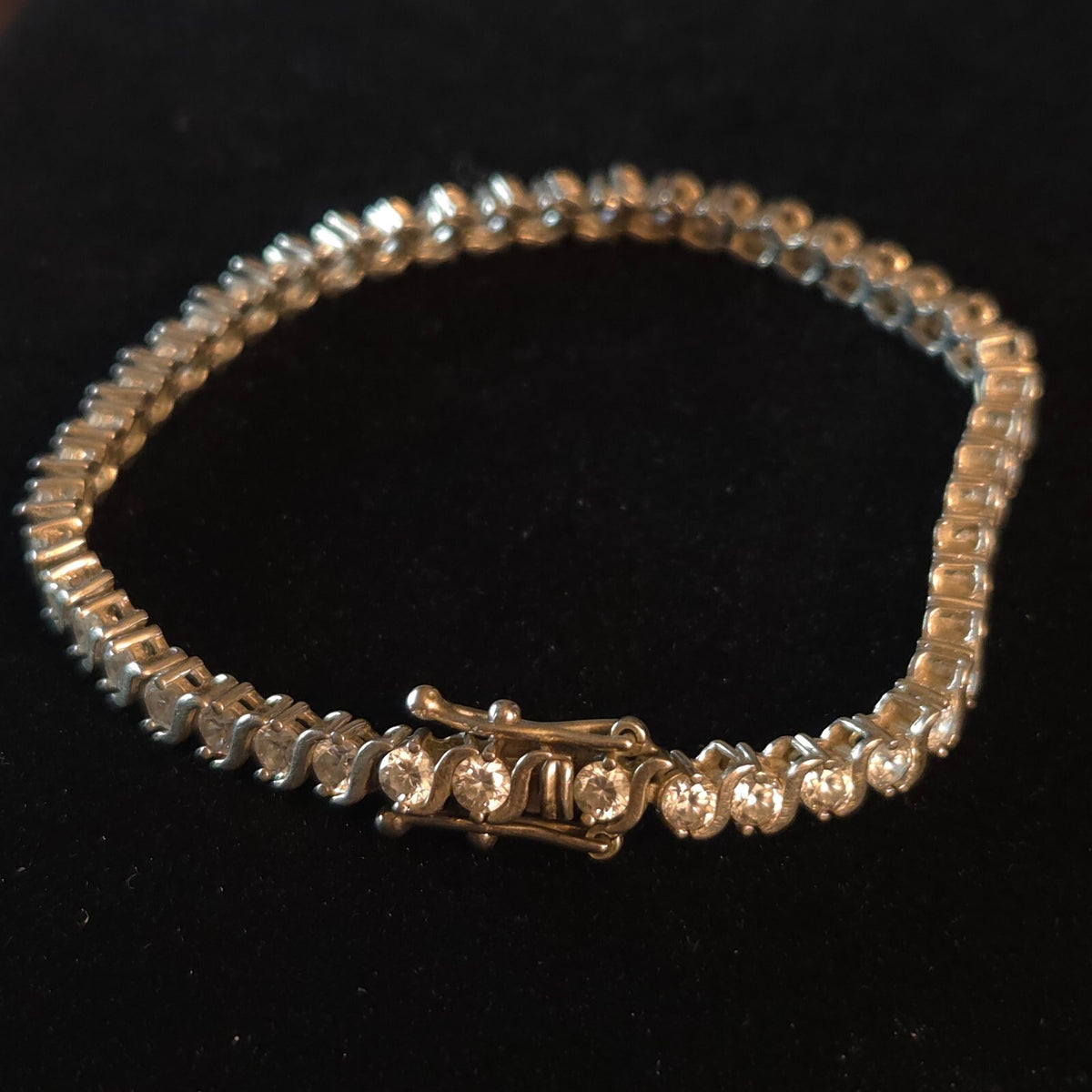 Vintage 7 1/2" Sterling Silver S-Link Tennis Bracelet