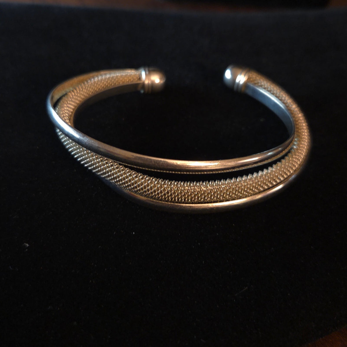 Sterling Silver 7" Mesh Twist Bangle Cuff Bracelet