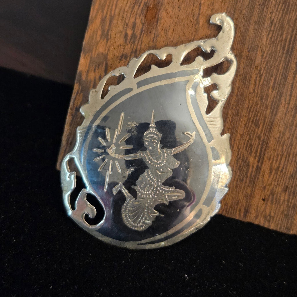 Vintage Siam Sterling Silver Niello Brooch