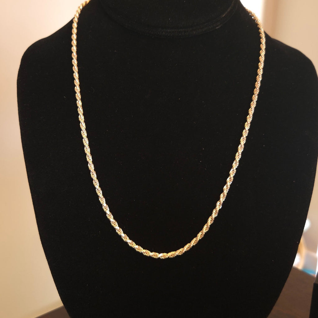 Italian Sterling Silver 22" Diamond-cut Rope Chain
