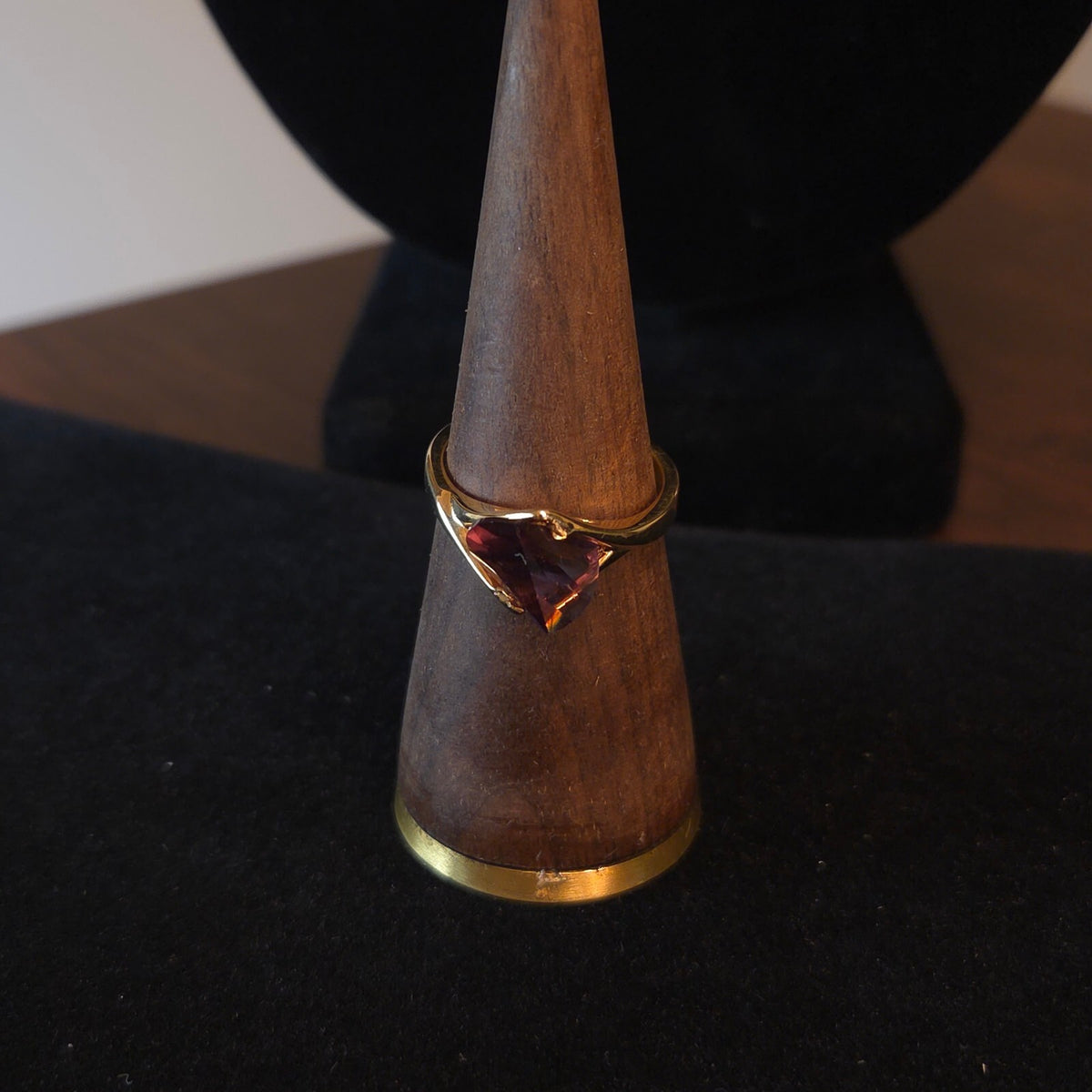 Vintage Amethyst Glass 18K Gold Electroplated Ring Size 10
