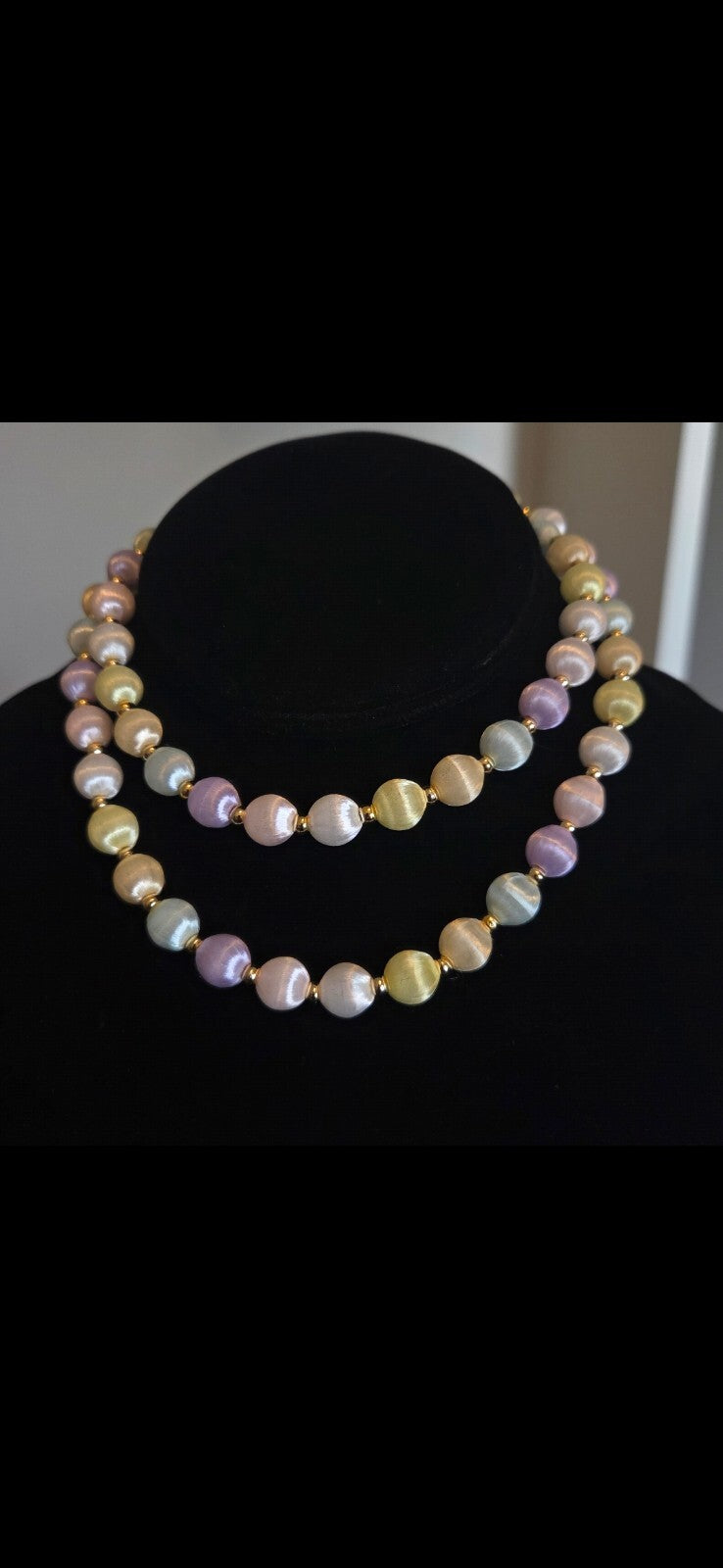 Vintage Multi-Color Pastel Satin Ball Necklace