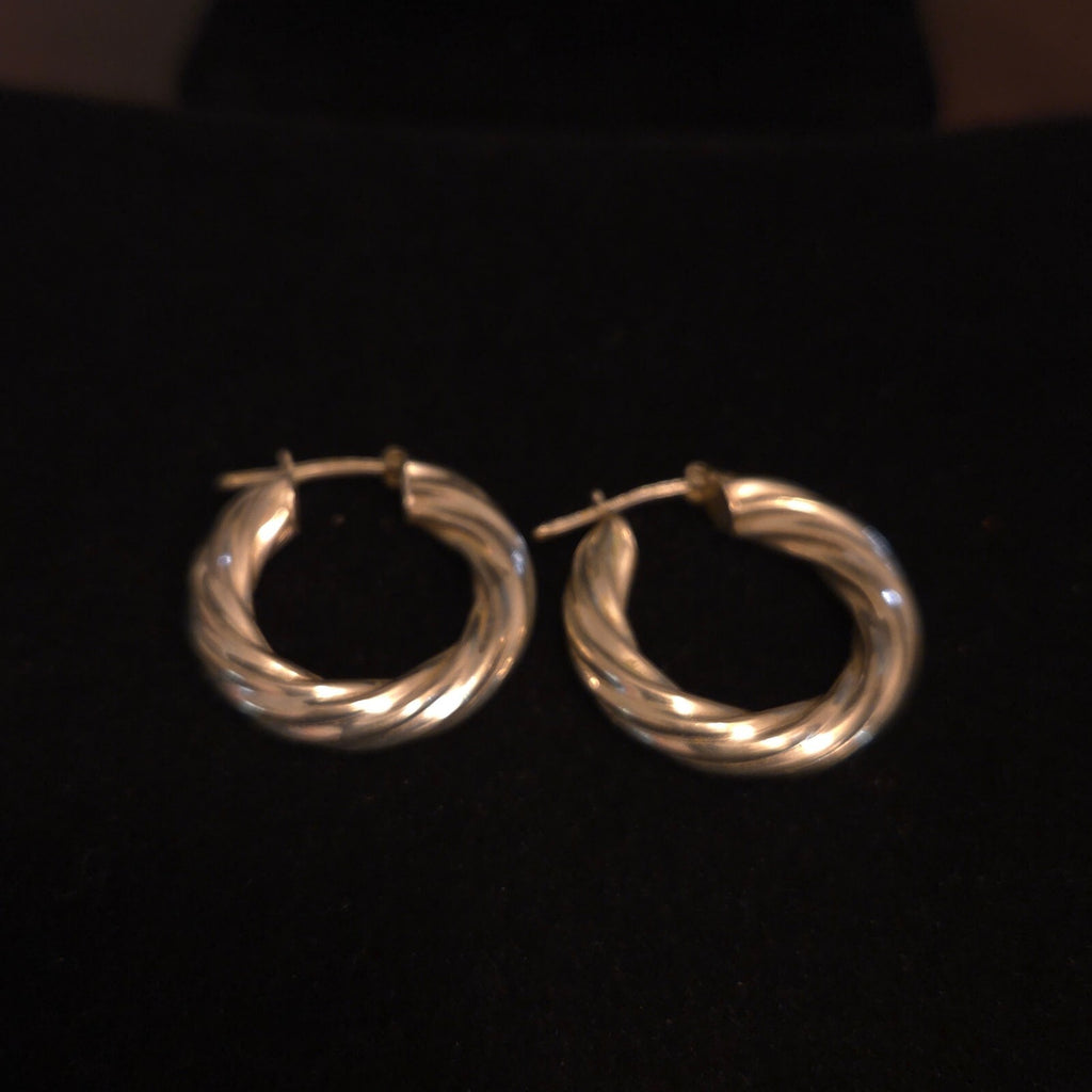 Sterling Silver Twist Hoop Earrings