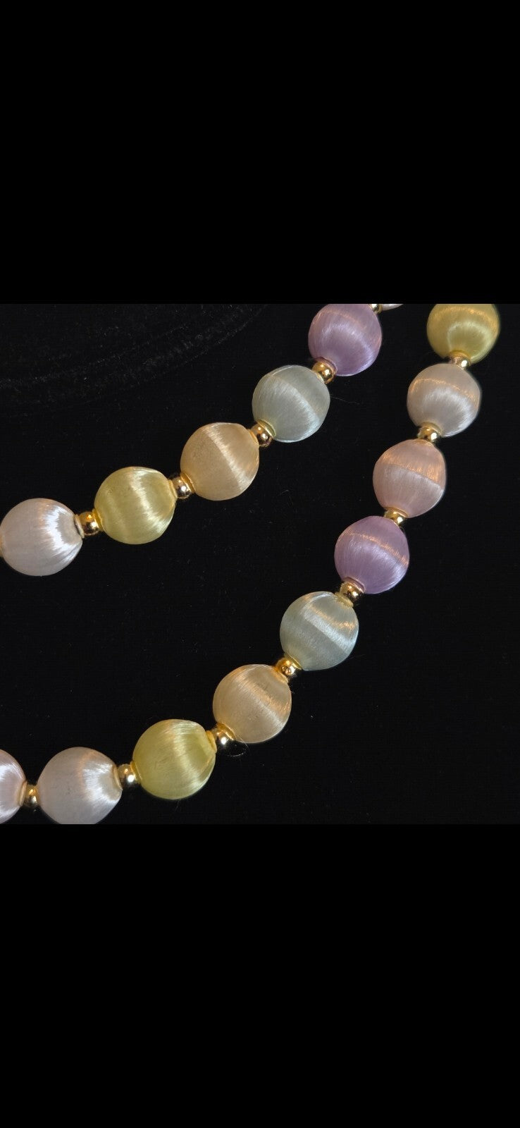 Vintage Multi-Color Pastel Satin Ball Necklace