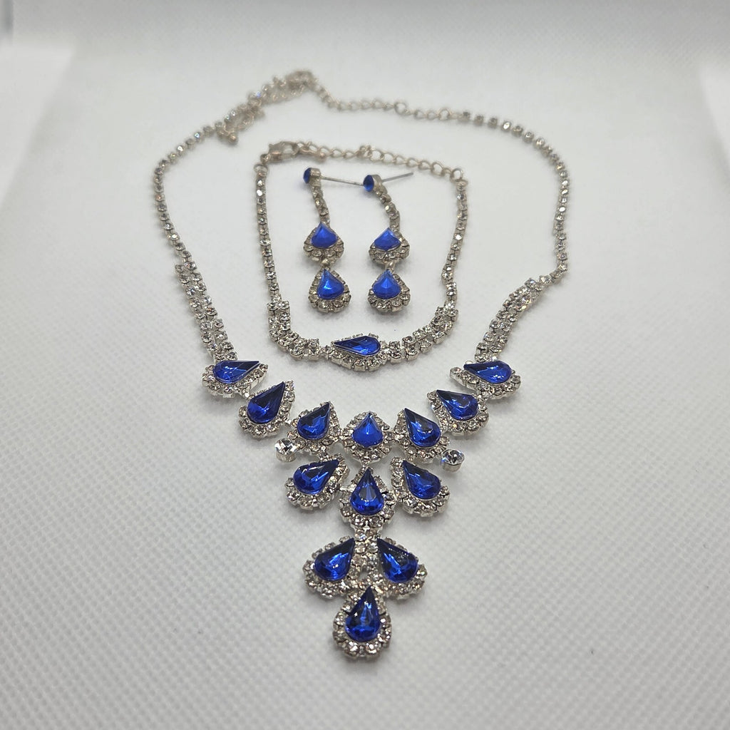 Royal Blue and Silver Rhinestone Jewelry Set