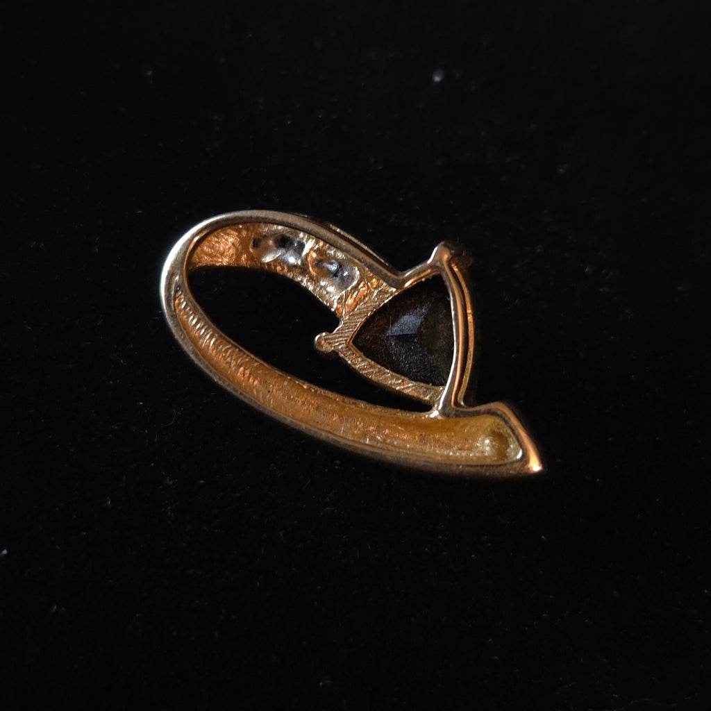 Vintage 14K Trillion-cut Black Onyx & Diamond Pendant