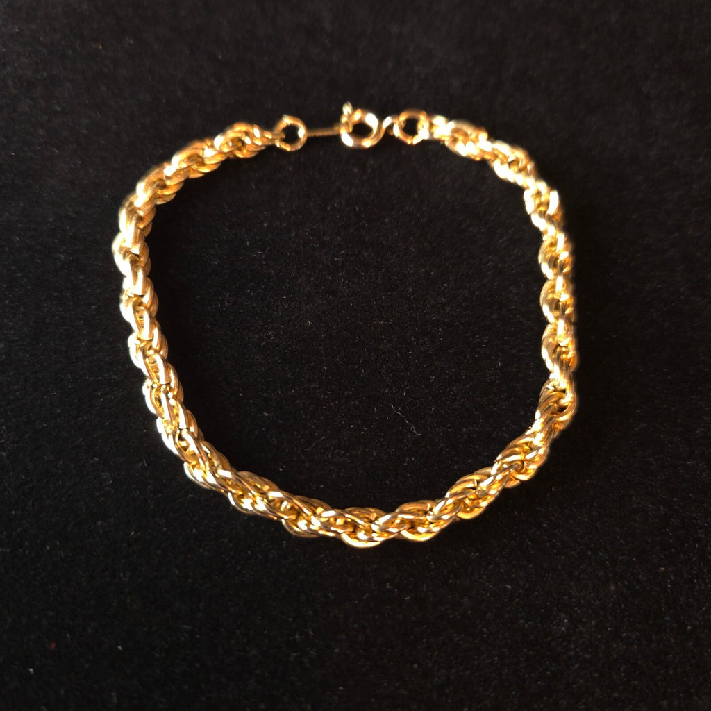Vintage Gold-Toned 5mm Twisted Rope Chain Bracelet