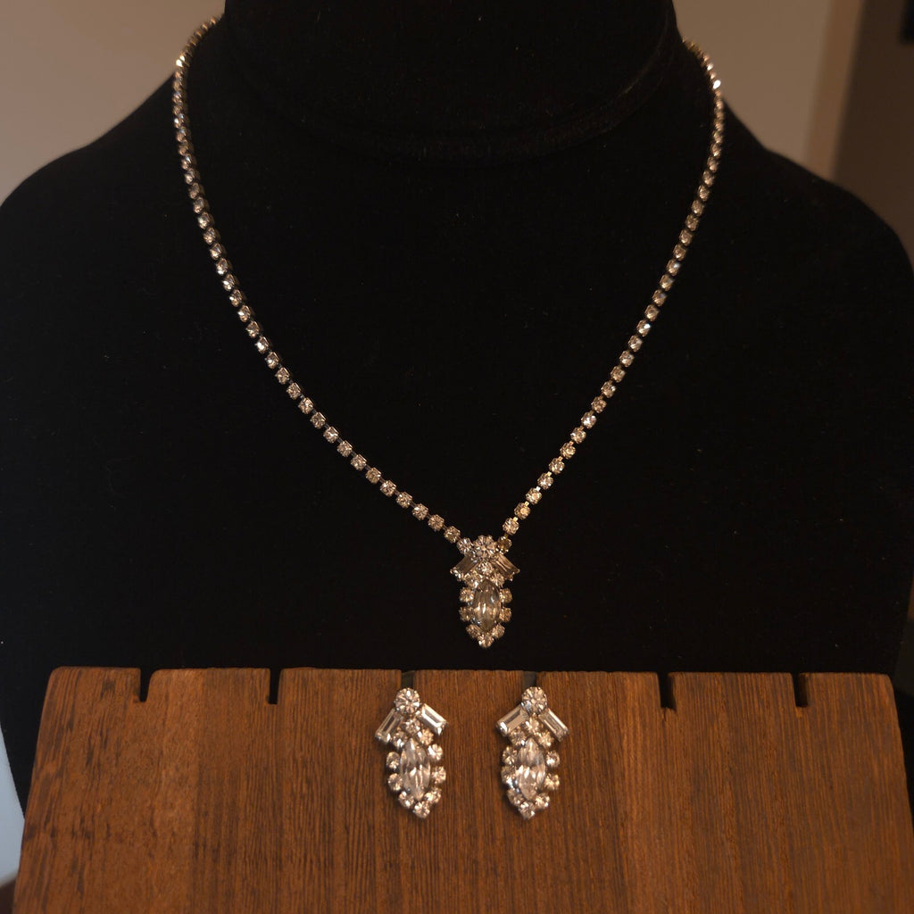 Vintage Rhinestone Necklace and Earring Set