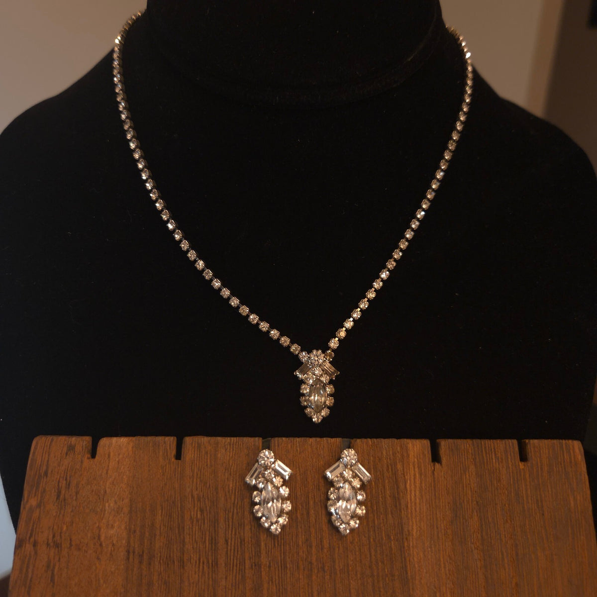 Vintage Rhinestone Necklace and Earring Set