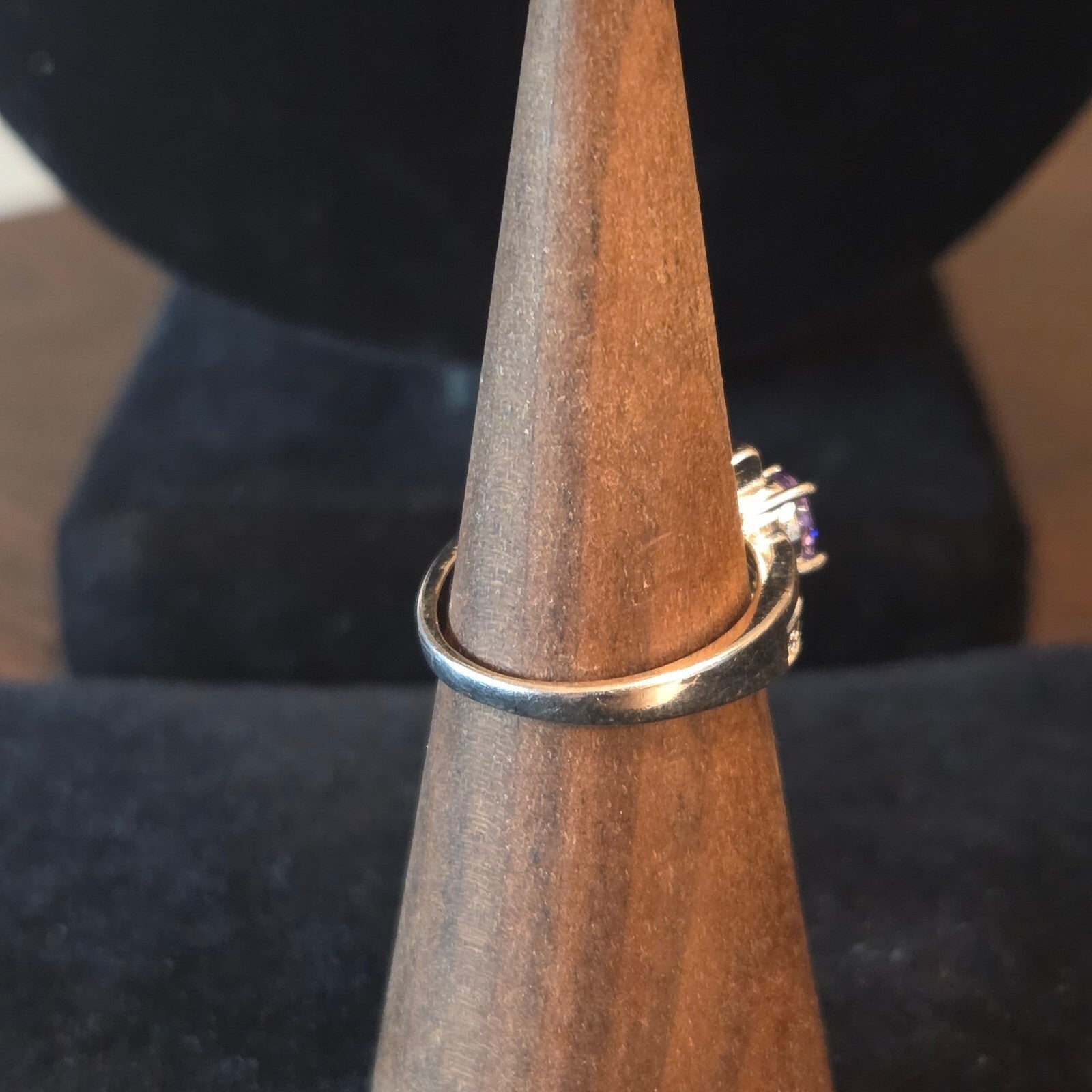 Silver Plated Cocktail Ring with Purple Stones