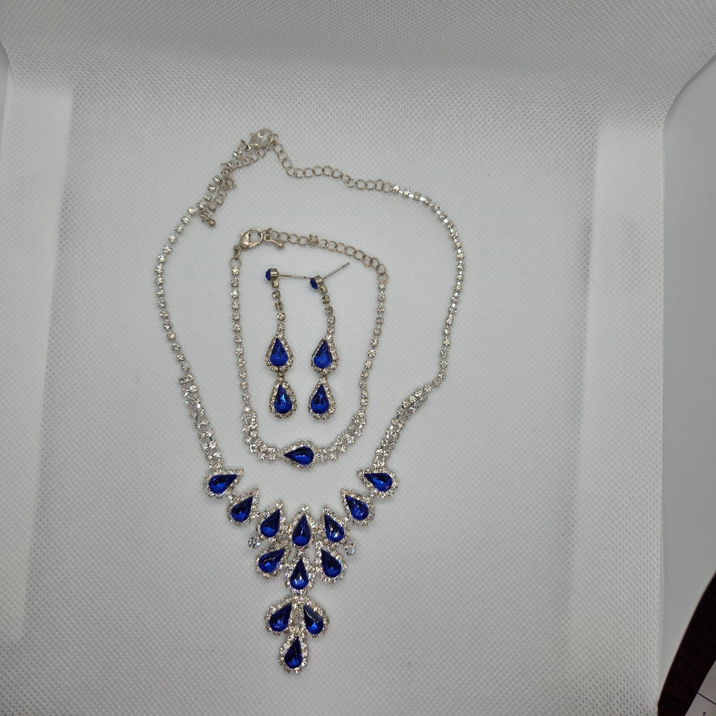 Royal Blue and Silver Rhinestone Jewelry Set