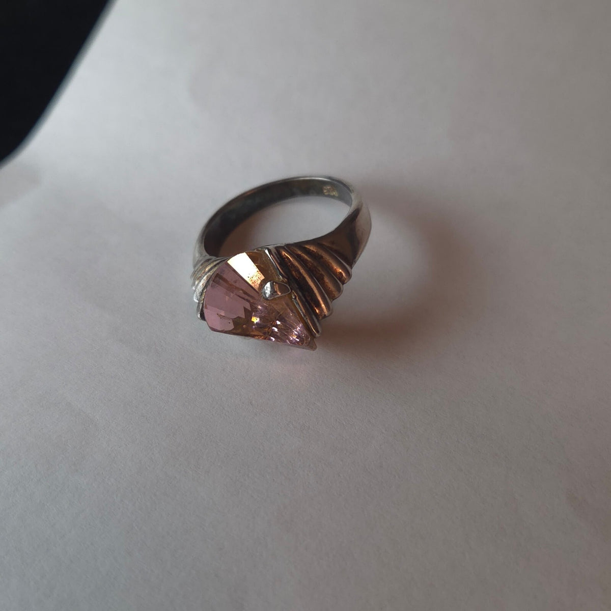 Vintage Size 6 Sterling Silver Pink Tourmaline Unique Ring