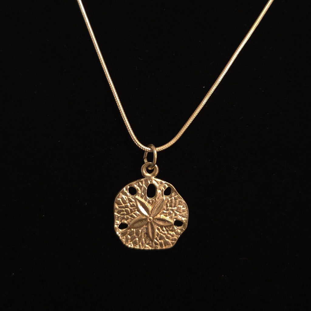 Vintage Sterling Silver Snake Chain with Sterling Sand Dollar Charm