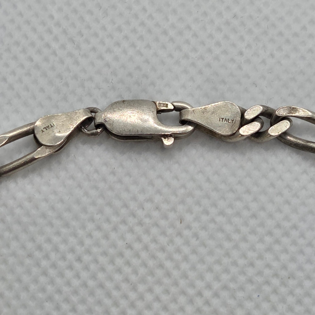 Vintage 7 3/4" Sterling Silver Figaro Link Chain Bracelet