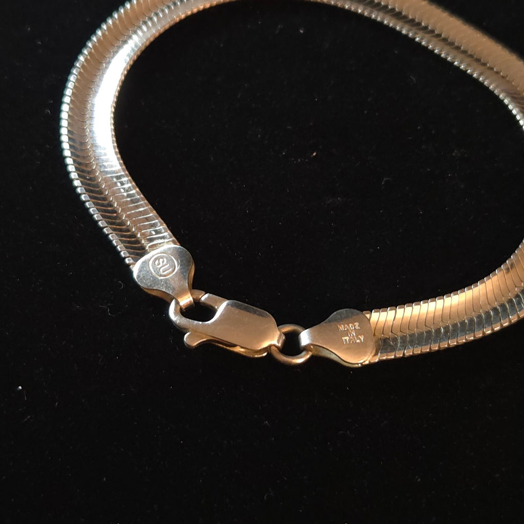 Vintage 7 1/4" Sterling Silver Textured Herringbone Bracelet