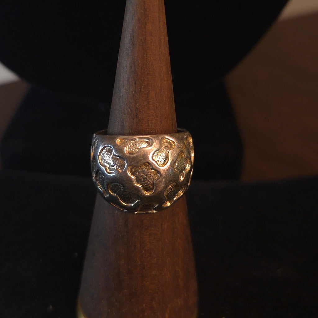 Vintage Sterling Silver Crater or Leopard Print Ring