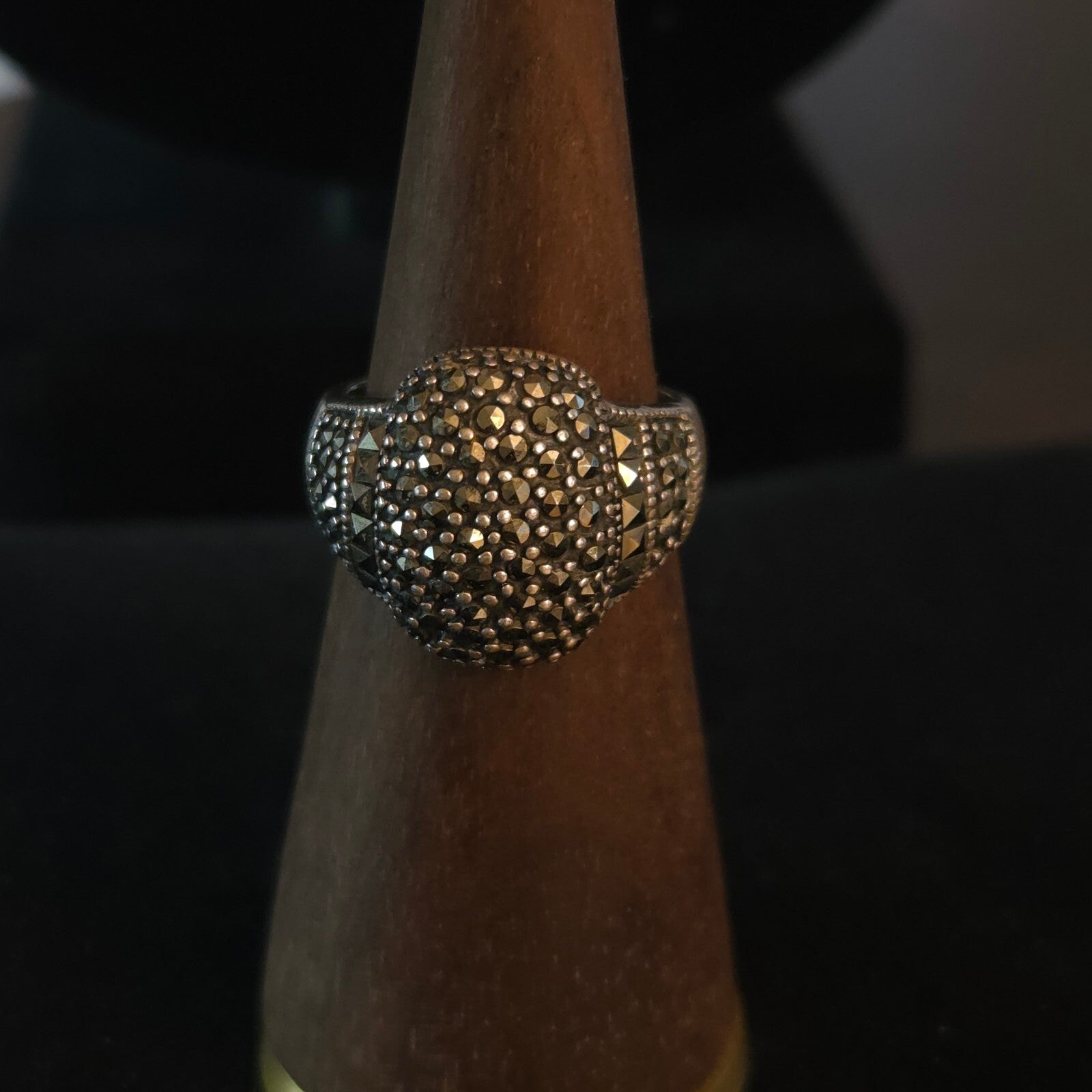 Vintage Size 8 Art Deco Style Ring Dome Marcasite Ring