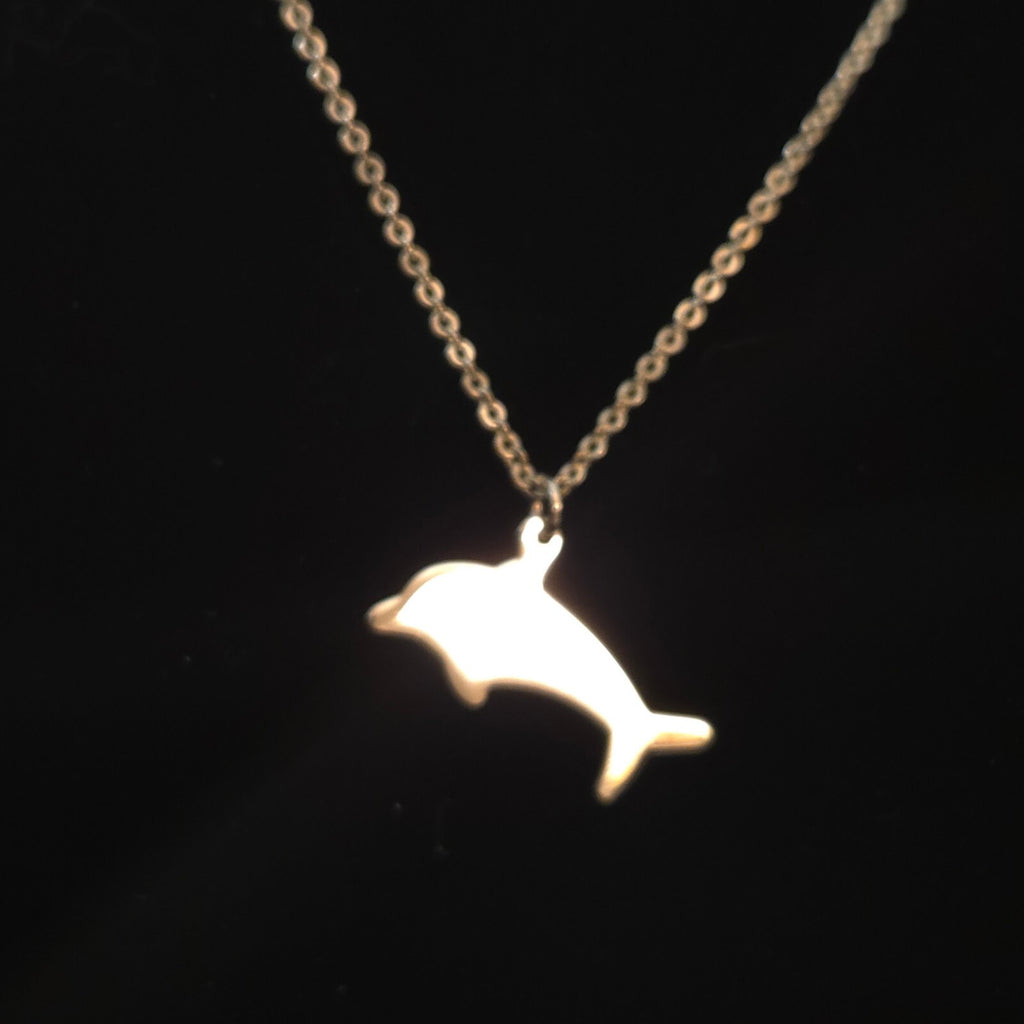 Silver-Tone 18" Blue Dolphin Pendant Necklace