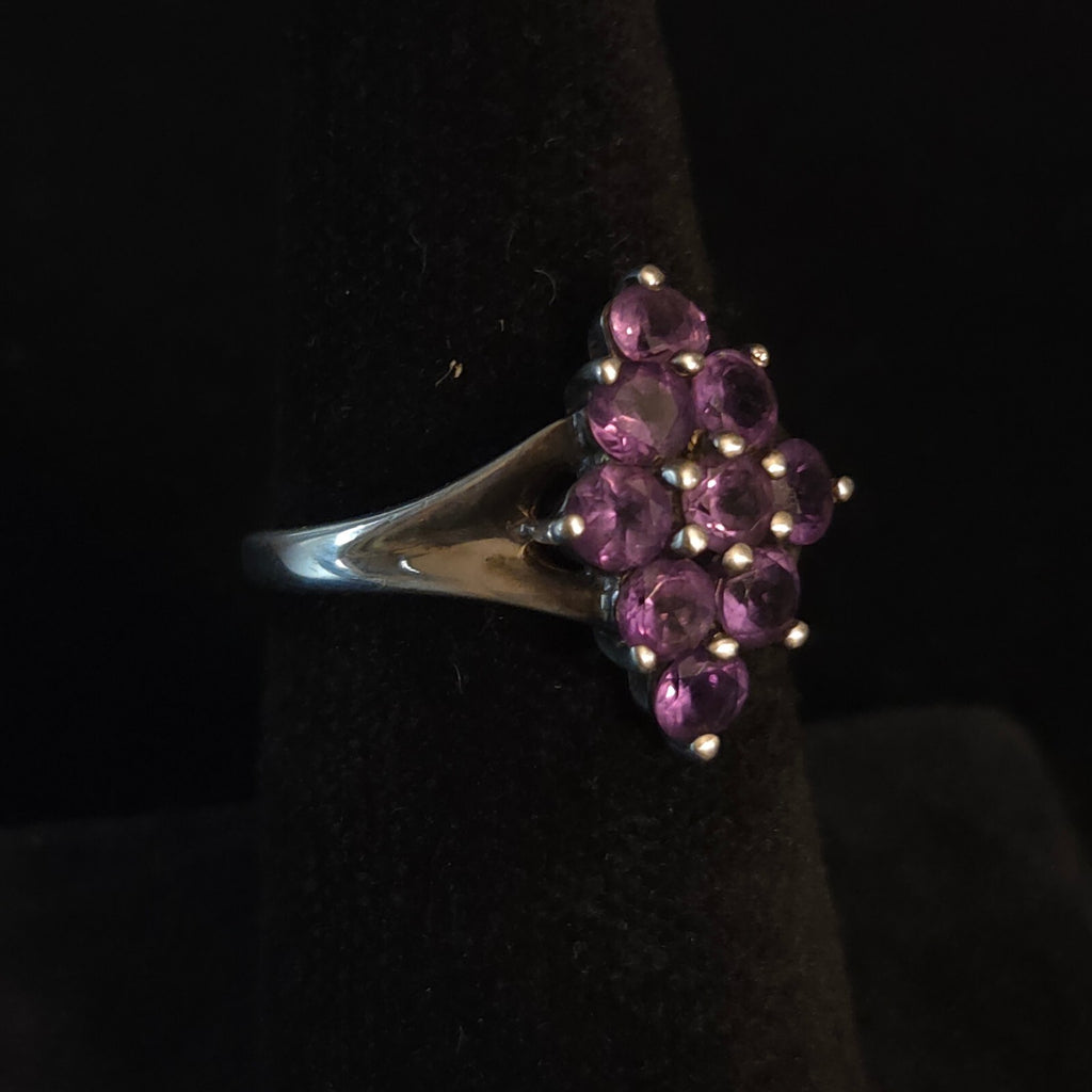 Vintage Size 7 Estate Sterling Silver Amethyst Cocktail Ring
