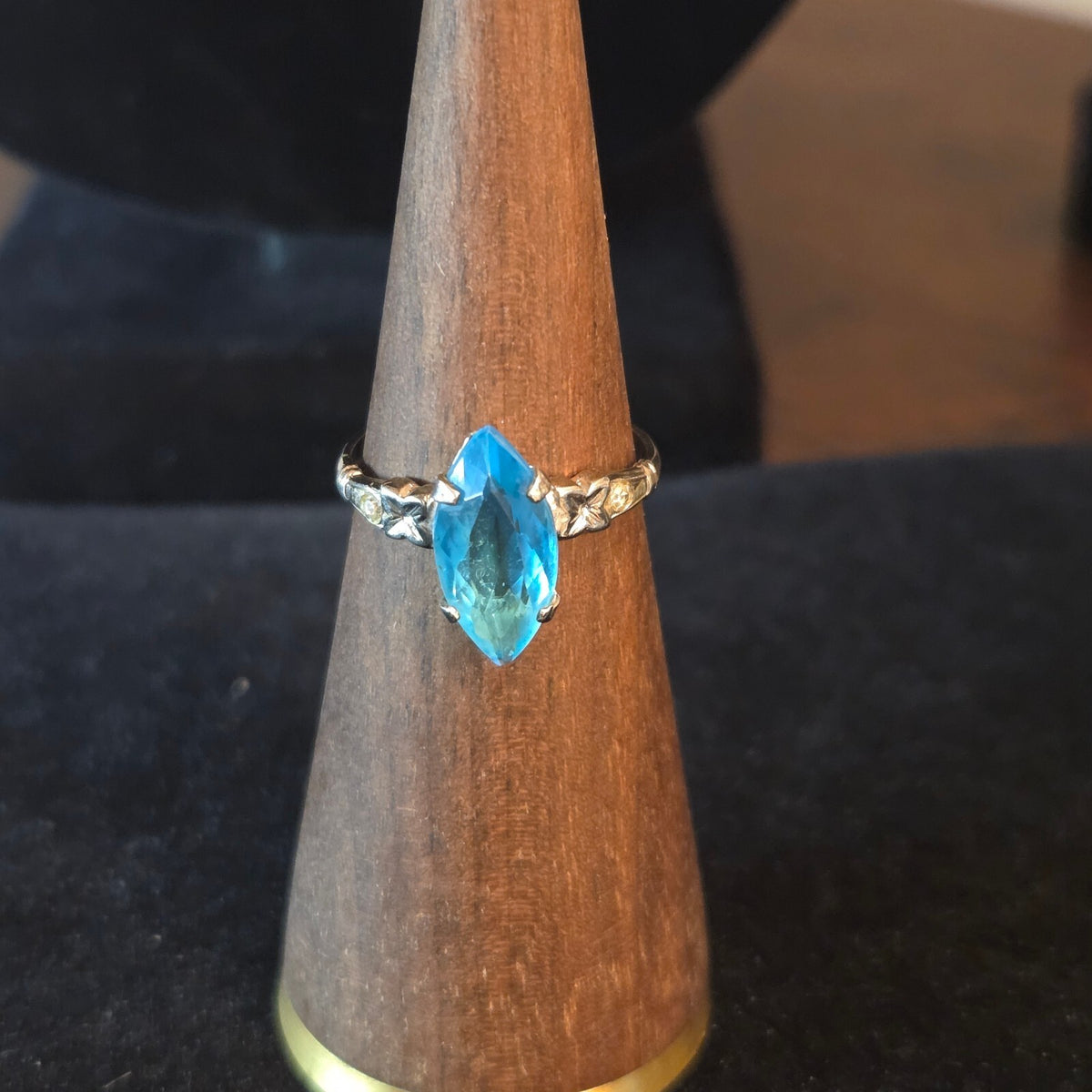 Silver Plated with large blue stone