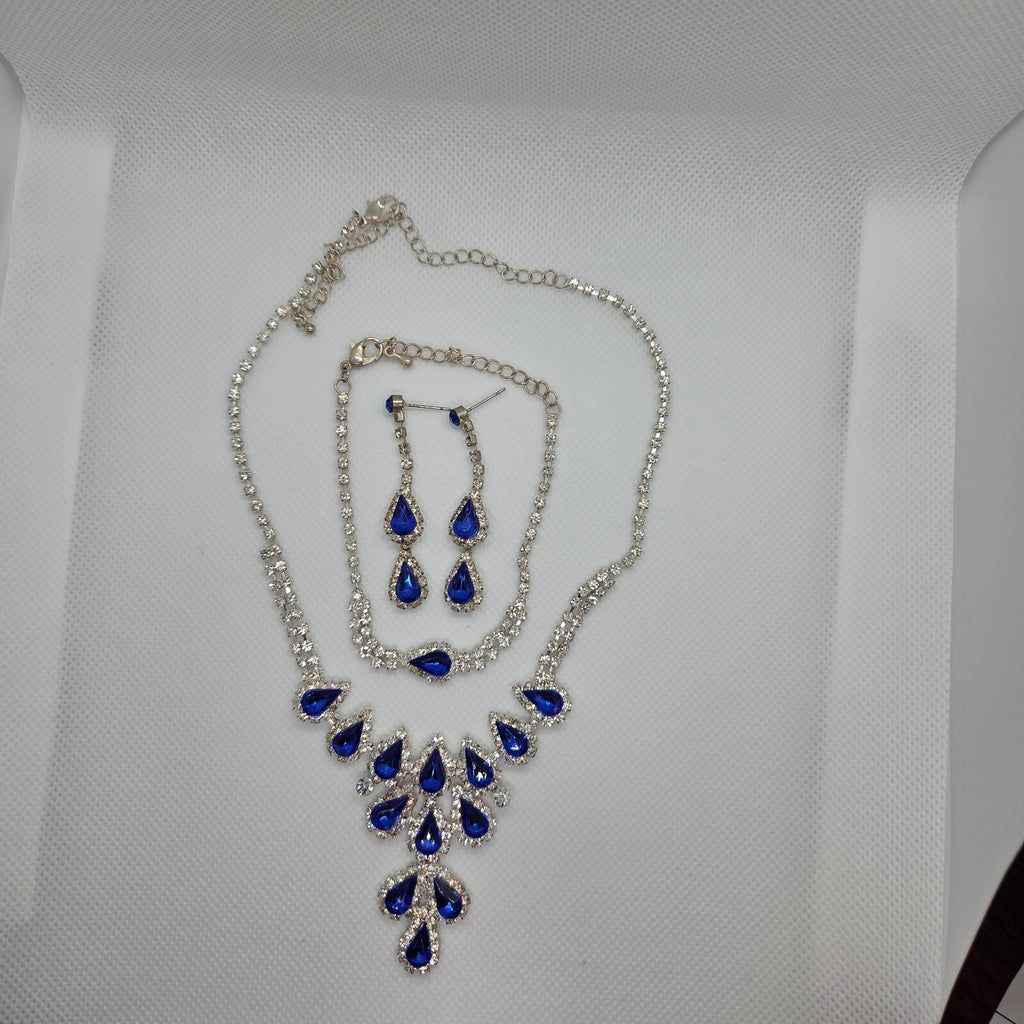 Royal Blue and Silver Rhinestone Jewelry Set
