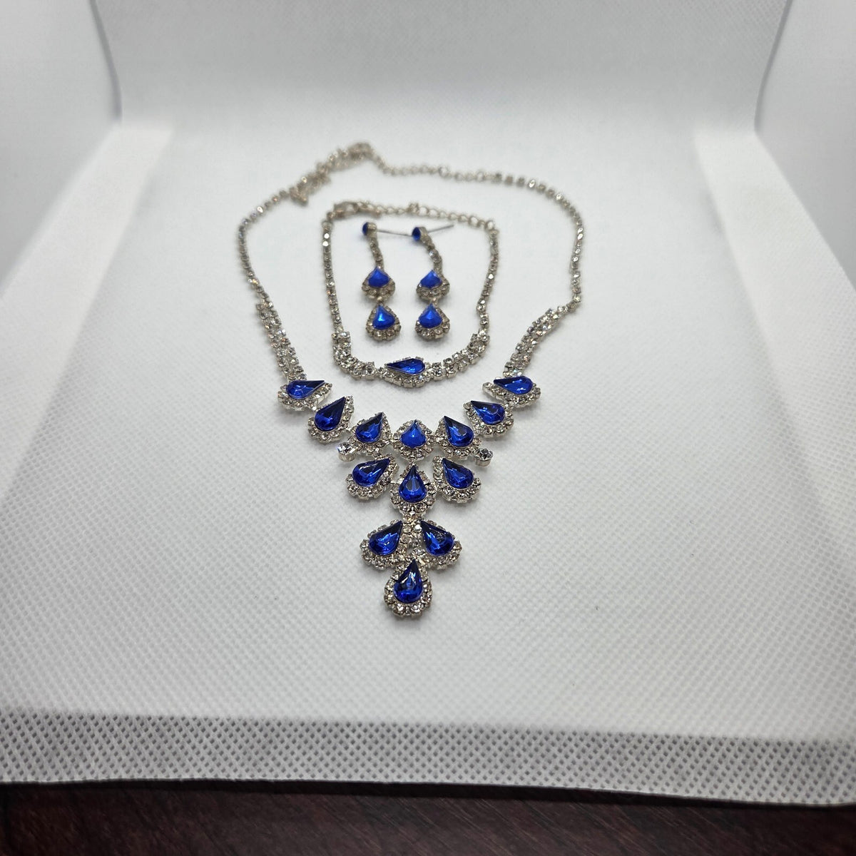 Royal Blue and Silver Rhinestone Jewelry Set