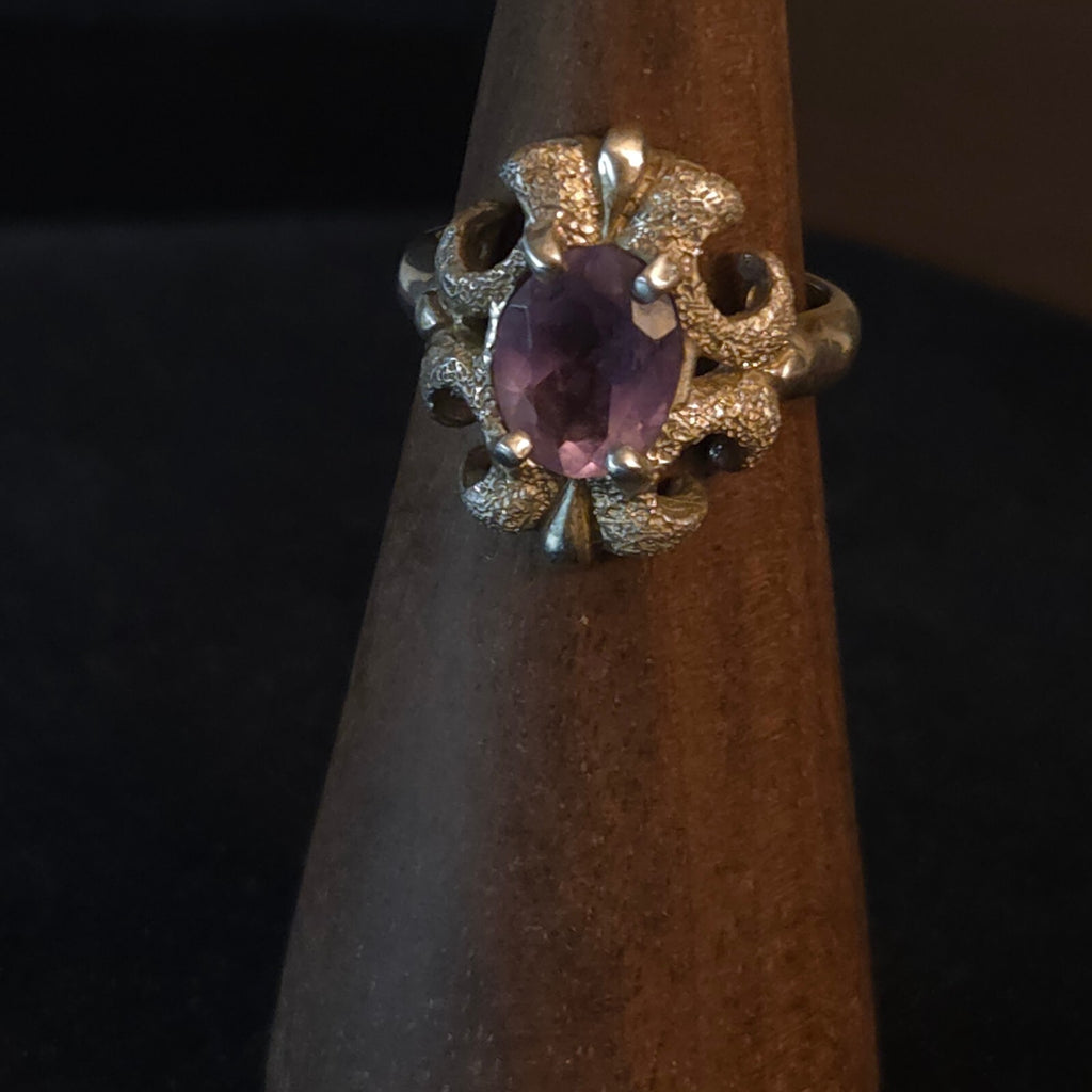 Vintage Size 7 Sterling Silver Kabana Amethyst Ring