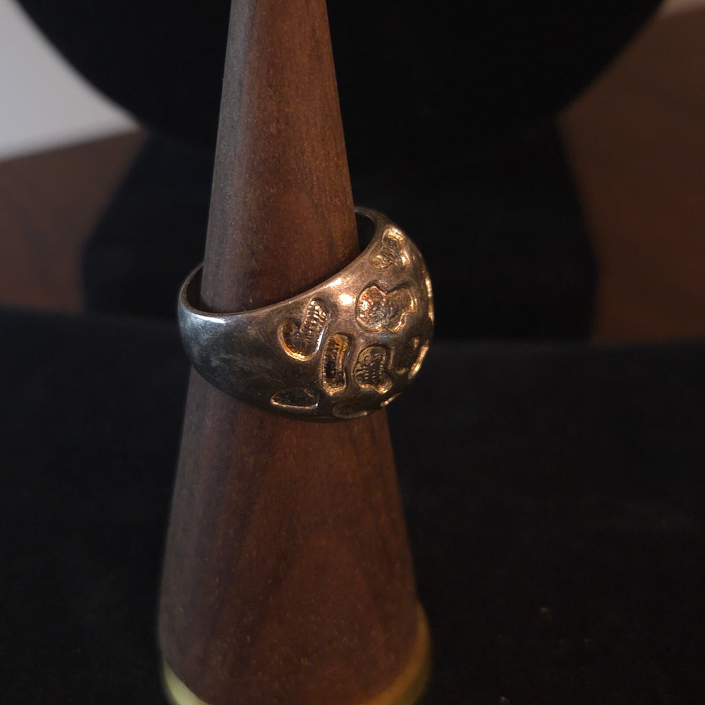 Vintage Sterling Silver Crater or Leopard Print Ring