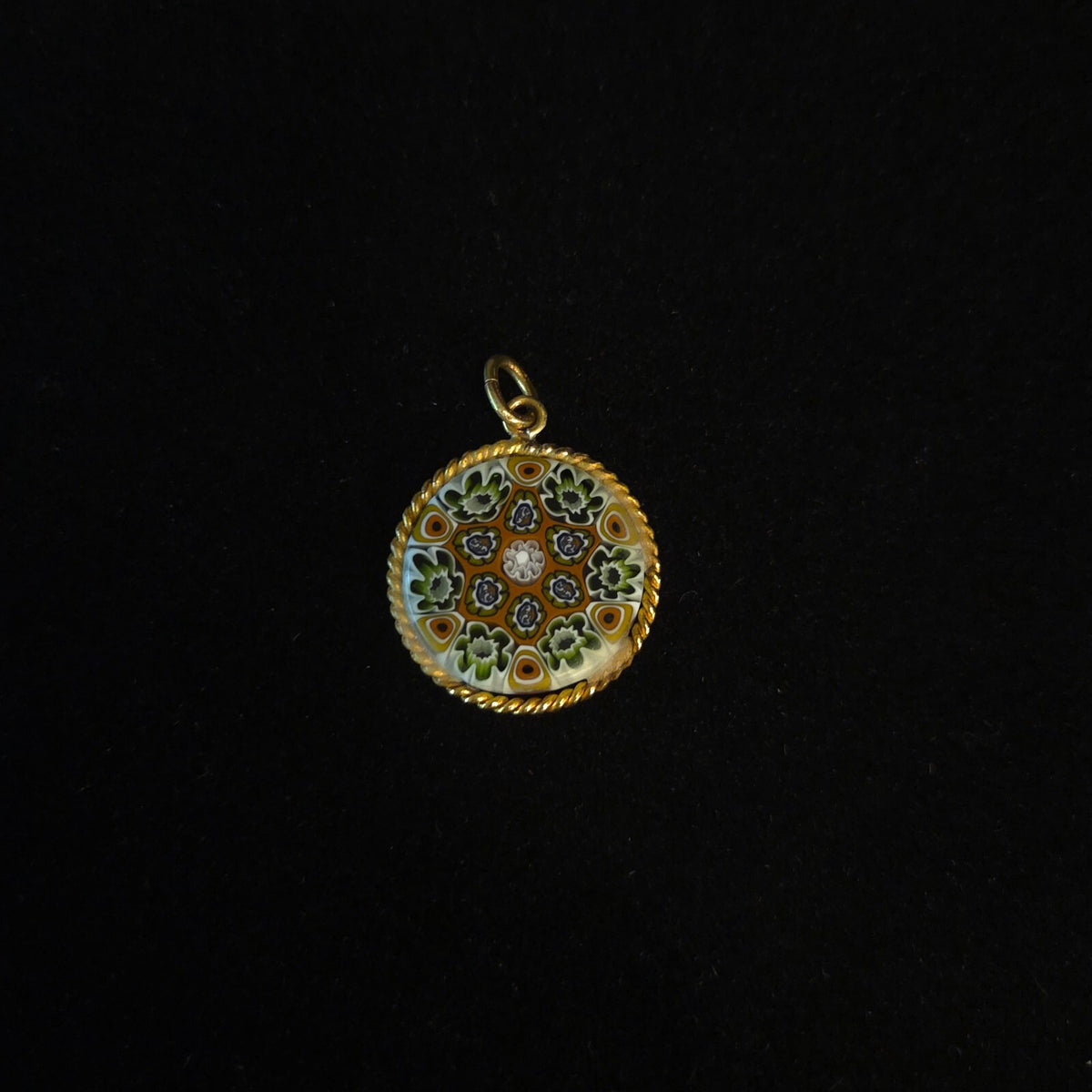 Vintage Gold-plated Italian Millefiori Art Glass Pendant