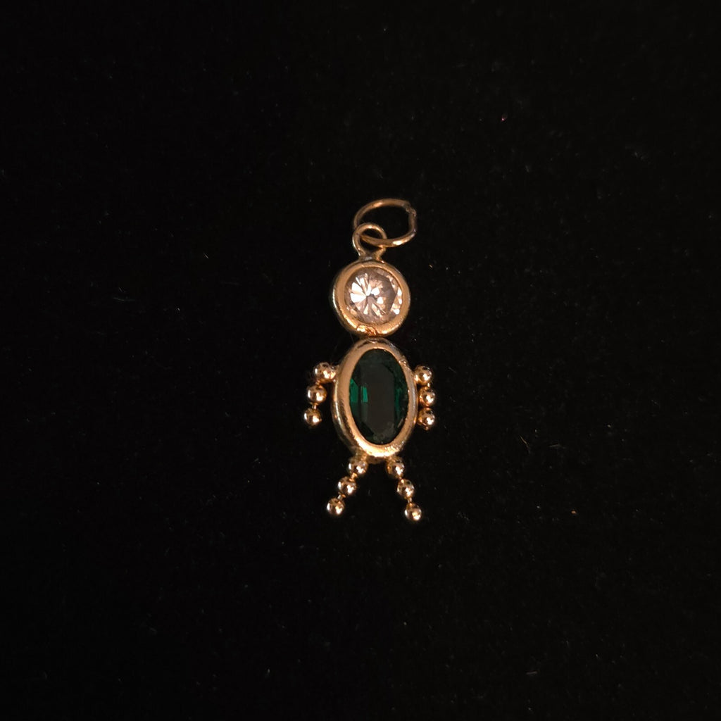 Vintage 14K Gold 3/4" Birthstone Child Pendant - May